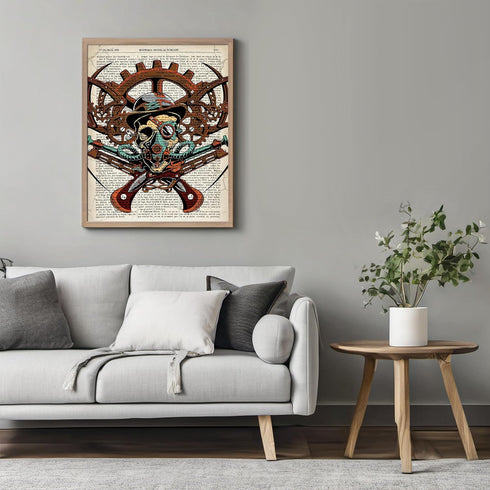 Posterizer 1 pcs-Steampunk Gothic Skull Dictionary Art-Retro Art-Fantasy & Fiction Art-Gift for Steampunk or Goth Fans-Gifts for Men-Living Room B...