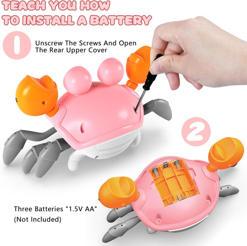 Crawling Crab Toy, Infant Tummy Time Baby Toys, Fun Interactive Dancing Walking Moving Toy Babies Sensory Induction Crabs with Music, Baby Toys Bo...