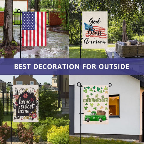 hogardeck Garden Flag Holder Stand, Thickened Pole Sturdy and Straight Premium Yard Flag Holder Weather-Proof Metal Flagpole for American Flag, Ch...