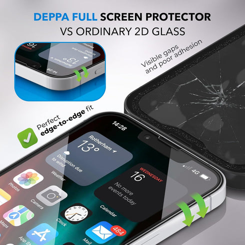 Deppa [2 Pack Screen Protector for iPhone 12/12 Pro (6.1") Tempered Glass | Easy Installation | 9H Hardness | Scratch Resistant | Anti-Fingerprint...