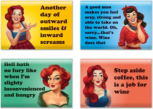 4 Pack Refrigerator Magnets - Funny Fridge Magnet - Perfect Housewarming Gift, or Gift for Women Friends...