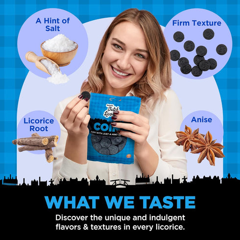 Gustaf's Salted Dutch Licorice Coins - 5.2oz Bag - Salted Black Licorice Coins - Dutch Candy from Netherlands - Salty Black Liquorice Treats...