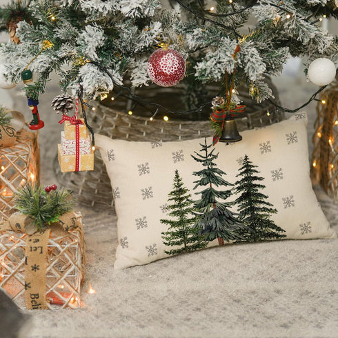RABUSOFA Christmas Pillows Covers 12x20 Winter Tree Snowflake Decorations Decorative Pillow Cases Farmhouse Holiday Xmas lumbar Cushion Covers for...