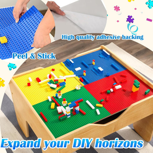 BOROLA Peel-and-Stick Base Block Plate 10" x 10" Self Adhesive Classic Building Brick Play Table Base Compatible for All Major Brands Style Bricks...