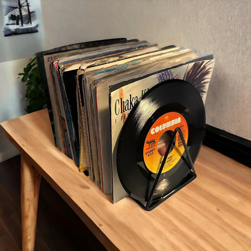 45rpm Vinyl Record Storage Rack - Premium 7inch Holder Stand Metal Wire Display Holds up to 50 Album Lp's - Simple and Contemporary Shelf Concept ...