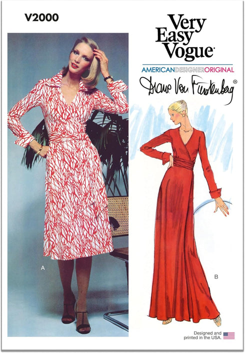 Vogue V2000U5 Misses' Wrap Dress Sewing Pattern Packet by Diane Von Furstenberg, Design Code V2000, 16-18-20-22-24, Multicolor...