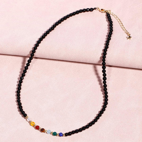 Jewever 7 Chakra Beaded Choker Necklace for Women Black Agate Healing Crystals and Gemstones Meditation Yoga Balance Jewelry...