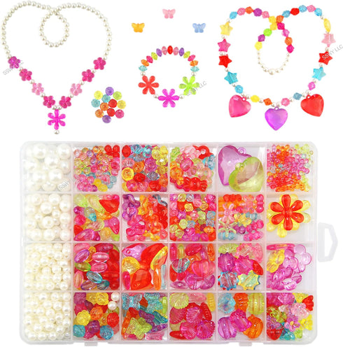DAZZLINGKIT Bracelet Making kit Beads Charm for Jewelry Making kit for Girls. 500+ Pieces Variety Shapes and Colors Perfect Toys for Girls Kids Ag...
