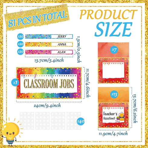 81 Pcs Class Jobs Pocket Chart Colorful Class Jobs Bulletin Board Back to School Teacher's Helper Management Classroom Bright Jobs Chart with 40 A...