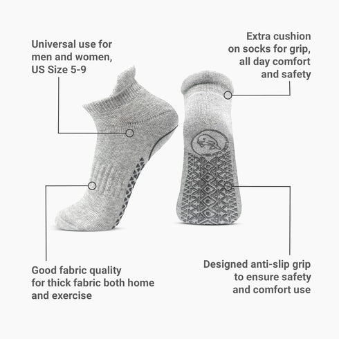 Ankle Socks Set with Non Slip Grips for Yoga, Pure Barre, Exercise, Pilates, Hospital Socks with Breathable Pouch for Women Men Adult Unisex 3 pai...