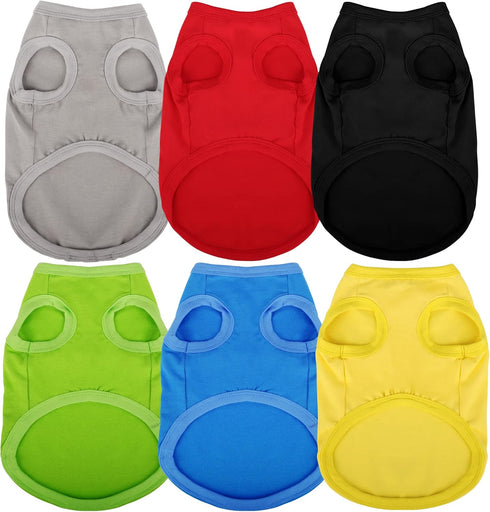 6 Pieces Plain Dog Shirt Sleeveless Puppy Cotton Dog Shirts Breathable Pet Apparel Tank Top Colorful Puppy Sweatshirt Clothes for Small Medium Dog...