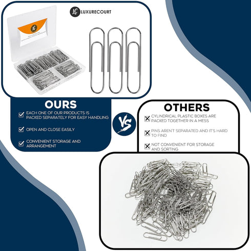 250 Pack Premium Paper Clips of 2 Inch Large Size - Jumbo 2” Silver Paperclips, Rust-Resistant Smooth Nickel Plated Clips, Essential for Organizat...