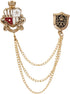 Knighthood Crowned Shield With Red,White,and Gold Inlay Star and Shield Hanging Chain Lapel Pin/Brooch for Men...