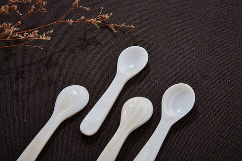 DUEBEL Caviar Spoons Set, 3.15 Inch White Mother of Pearl Roe Spoons for Caviar, Egg, Coffee Serving (White, 8cm x 2.3cm) (6)...