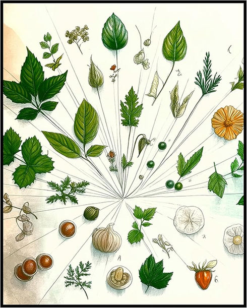 Posterizer 1 pcs-botanical illustration of a variaty of plants-educational art 3-Floral & Botanical Art Gift for Men Women Entrepreneur Teens Dec...