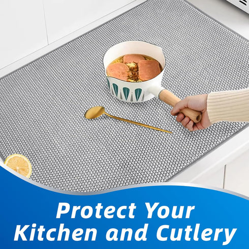 2 Pcs Large Dish Drying Mat for Kitchen Counter,24 x 17 inch Absorbent Microfiber Dishes Drainer Mats,XL Dish Drying Pad for Countertops,Racks,Und...