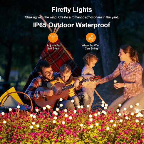 ASMAD Solar Garden Lights, 2 Pack 16 LEDs Solar Outdoor Lights, Outdoor Decorations Lights, Solar Swaying Lights, Firefly Lights for Patio Pathway...