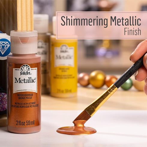 FolkArt K493 Paint Acrylic Metallic 2OZ, 2 Fl Oz (Pack of 1), Bright Red...