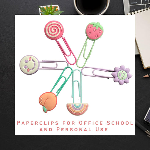 Cute Paper Clips,Paperclips for Office School and Personal Use Purple Sunflowers, Hot Pink Lollipop, Rainbow, Smiling Purple, Strawberry & Peachy ...