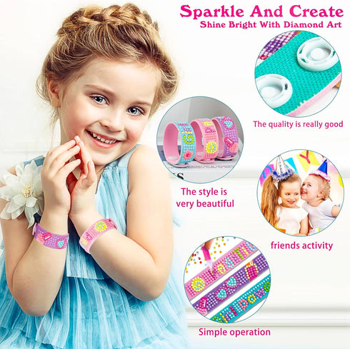 JOFONY 3 PCS Diamond Art Bracelet Kit,Diamond Painting Jewelry Art Bracelet Making Kit for Girls Kids Gem DIY EVA Bracelet Making Your Own Kit Gif...