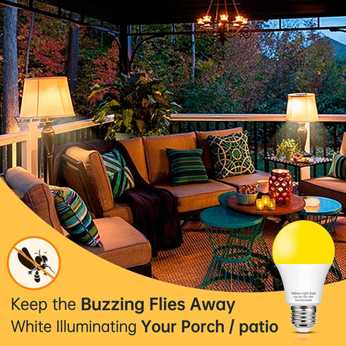 EvaStary Yellow LED Light Bulb Outdoor, 6W LED Bug Light Bulbs 40W Equivalent Outside, A19 LED Amber Bedroom Night Lights, Warm LEDs Hallway Light...