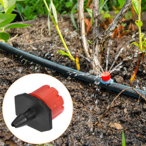 30 Pack Irrigation Dripper Sprinklers - Gardens Lawn 360 Degree Adjustable Emitter Dripper with 8 Holes Apply to Watering System (24mm Red, Black)...