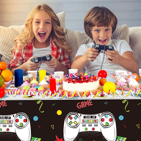 Tatuo 3 PCS Video Game Table Cover Video Game Birthday Decoration Game Theme Plastic Table Cloth Party Supplies for Boys Girls Kids Player Geek Pa...