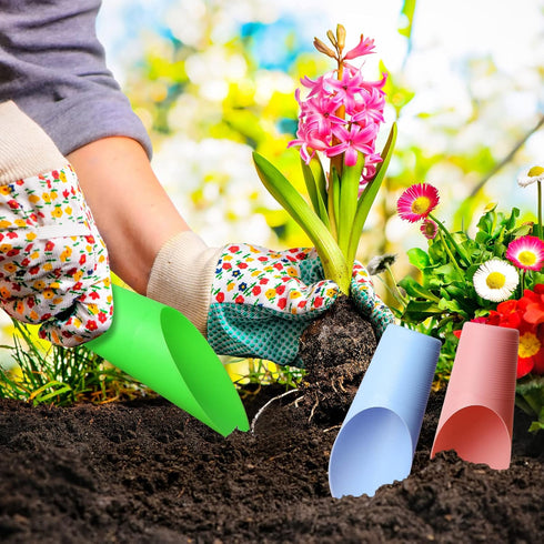 6 Pcs Bonsai Soil Scoops Plastic Garden Shovels Garden Tool Bucket Shovel Colorful Small Mini Potting Scoop for Plant Flower Succulent...