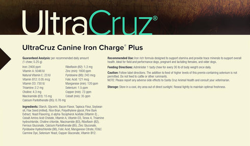 UltraCruz Canine Iron Charge Plus Supplement for Dogs, 60 Tasty Chews...