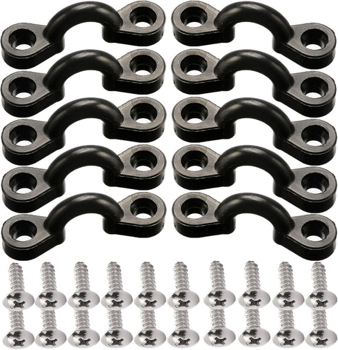 Kayak Pad Eye Kit, 10PCS Nylon Bungee Deck Loops Tie Down Pad Eye with 20 Screws for Boat Kayak Deck Rigging Kit...