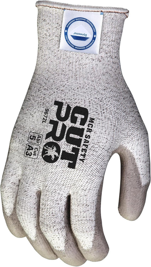 MCR Safety Gloves 9672L Dyneema 13-Gauge Polyurethane Shell Gloves with Palm and Finger Coating, Large, 1-Pair...