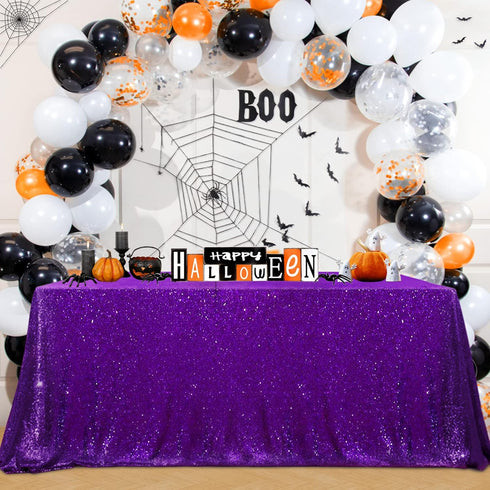 B-COOL Sequin Tablecloths Purple Glitter Tablecloth Mermaid Table Cloths for Halloween Parties Sparkly Wedding Decoration 50x50inch...