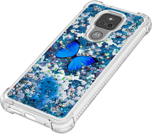 for Moto G Play 2021 Case with Tempered Glass Screen Protector,Glitter Bling Floating Liquid Sparkle Girls Women Cute Soft TPU Protective Phone Ca...