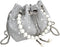 Evening Bucket Handbag for Women Sparkly Rhinestone Pearl Clutch Silver Purse for Party Club Wedding Cocktail Prom...