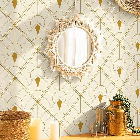 Dimoon 78.7"x17.3" Geometric Peel and Stick Wallpaper Beige Brown Contact Paper Geometrical Rhombus Thicken Waterproof Morden Self Adhesive Square...