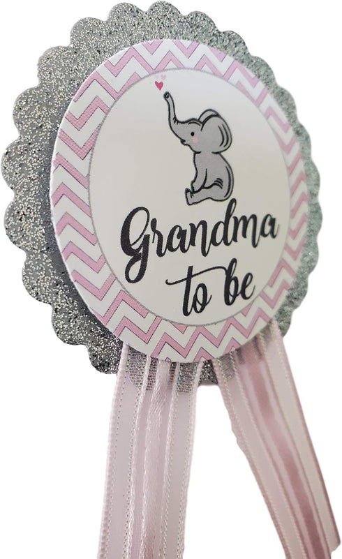 Grandma to Be Pin Elephant Baby Shower Pin for nona to wear, Pink & Gray, It's a Girl Baby Sprinkle...