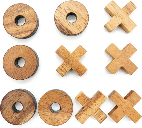 BSIRI Tic Tac Toe Wooden Board Games (Only X-O Pieces)- Unique Gifts, Fun Gifts for Kids and Adults and Use as Living Room Rustic Table Decor Idea...
