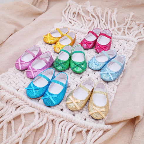 7 Pairs of Glitter Doll Shoes Fits for 18 inch Doll Shoes American Dolls Sparkle Doll Shoes Princess Accessories...