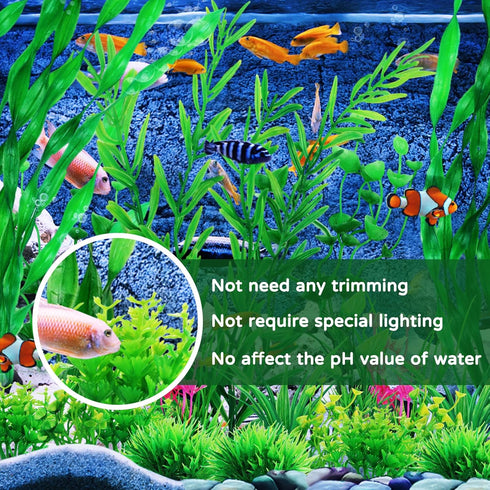 Green Fish Tank Decor Aquarium Plants, 25pcs Fish Tank Decorations Plants, Fish Tank Accessories, Aquarium Decor Artificial Plants, Small to Large...