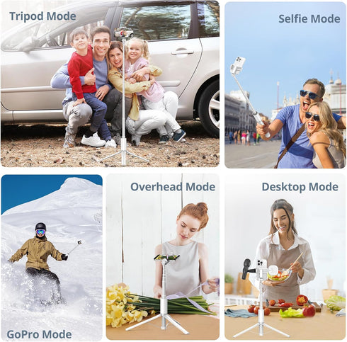 ATUMTEK 63" Phone Tripod, Extendable Selfie Stick Tripod with Bluetooth Remote, All-in-One Aluminum Phone Tripod Stand with Cold Shoe Mount for Go...