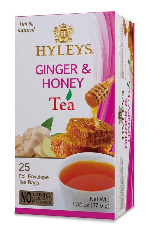 Hyleys Wellness Ginger & Honey Black Tea - Natural Digestive Support with Pure Ceylon Tea - 25 Tea Bags...
