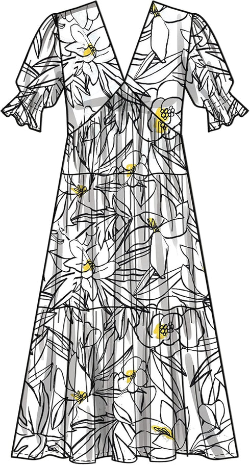 Simplicity Misses' V-Neck Empire Dress Sewing Pattern Kit, Code S9702, Sizes 18-20-22-24-26, Multicolor...