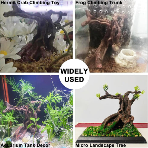 Hermit Crab Climbing Toys Aquarium Decorations Artificial Tree Trunk Ornaments Betta Fish Hideout Caves Reptile Habitat Decor Accessories for Leop...
