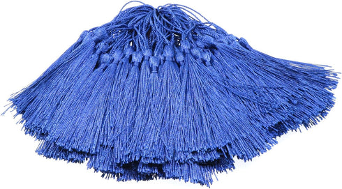 VAPKER 100 Pieces Blue Tassels 13cm/5-Inch Silky Handmade Soft Tassels Floss Bookmark Tassels with 2-Inch Cord Loop for Jewelry Making, DIY Projec...