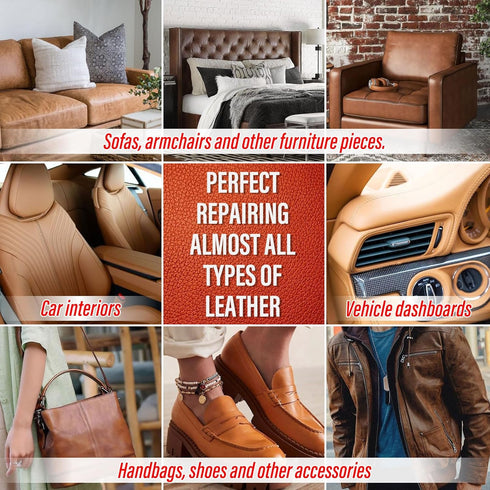 Leather Glue, 2×60g Leather Repair Glue, High Strength, Flexible Adhesive w/Permanent Bonding for Craft or Repair for Leather Jackets, Sofa, Handb...