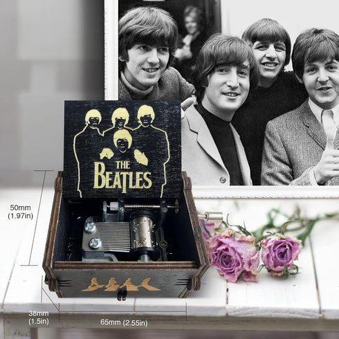 veratwo The Beatles Gifts-Hand Crank Engraved Vintage Wooden Music Box,The Beatles Fans Favorite Collection Gift for Friends and Family Birthday/C...