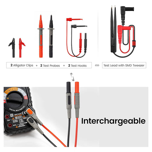 KAIWEETS Multimeter Test Lead Set for Electrical Testing, Soft Silicone Test Leads Kit for Fluke/AstroAI/INNOVA Multimeter Electronic Clamp Meter ...