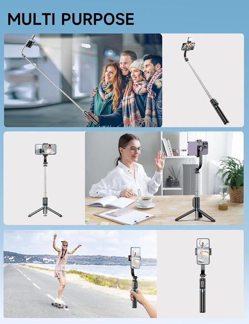 42" Selfie Stick Tripod with Fill Light Extendable Phone Tripod Stand All-in-1 Selfie Stick Travel Tripod with Detachable Remote & Phone Holder Ce...