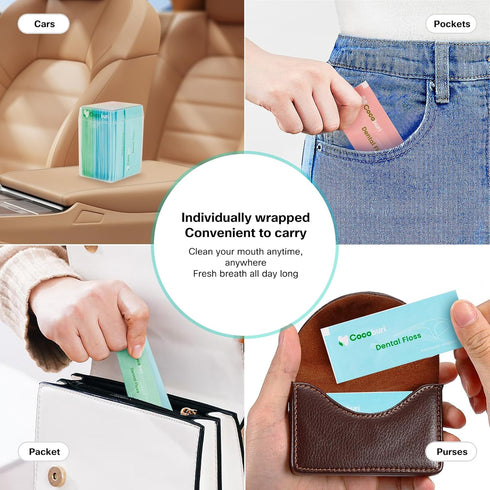 50 Count Individually Wrapped Dental Floss Picks-Oral Care Flossers for Adults- Floss Singles Bag- Travel Hotel Restaurant Office Car Dental Floss...