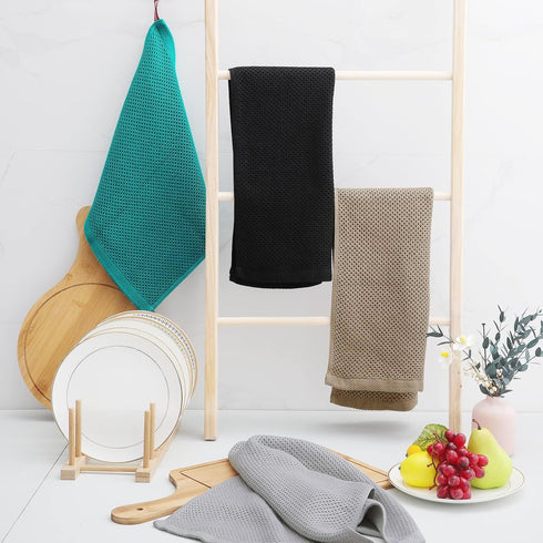Homaxy 100% Cotton Waffle Weave Kitchen Dish Towels, Ultra Soft Absorbent Quick Drying Cleaning Towel, 13x28 Inches, 4-Pack, Tan...
